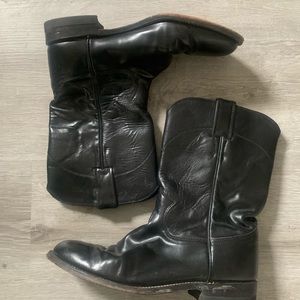 Justin Women's L3703 Black Leather Mid Calf Flat Heel Boots Size US 8.5